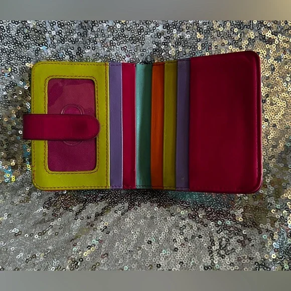 Colorful Bi-Fold Genuine Leather Cards Wallet For Women - Picture 8 of 16